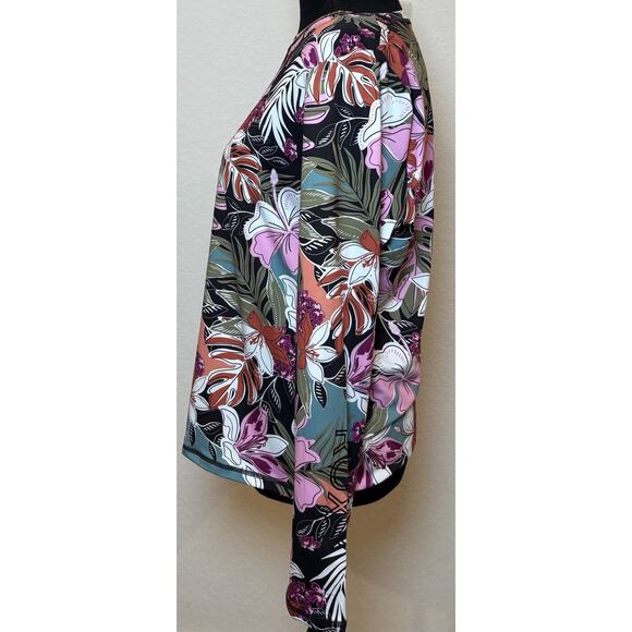 Roxy Women's Rash Guard Multicolor Floral Pattern UPF 50+ Size Large - Picture 2 of 4